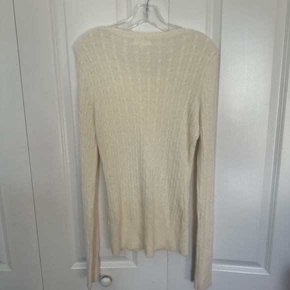 Aphorism cream angora wool blend, scoop neck knit sweater, size large - Picture 8 of 8
